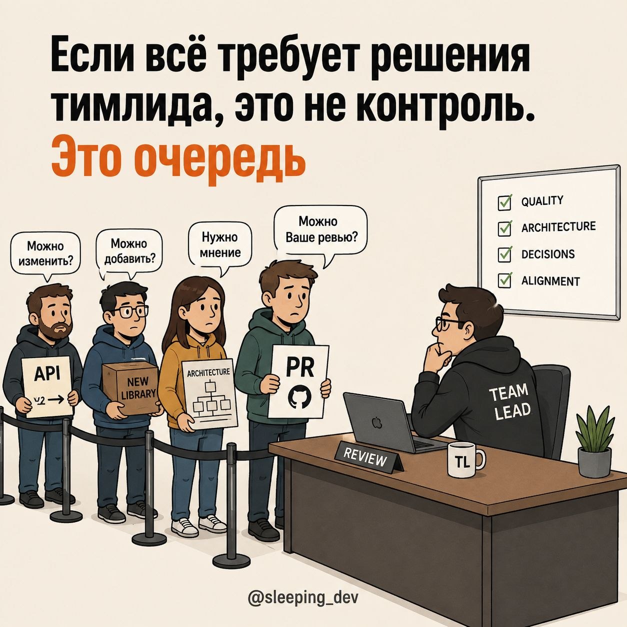 Если всё требует решения тимлида, это не контроль. Это очередь