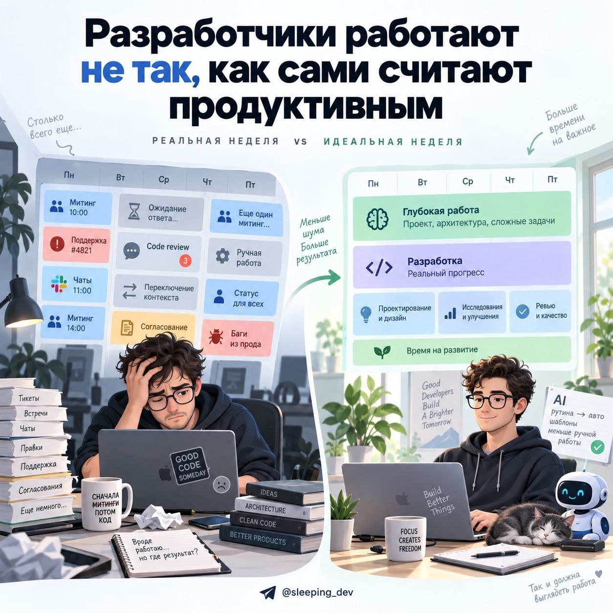 Разработчики работают не так, как сами считают продуктивным