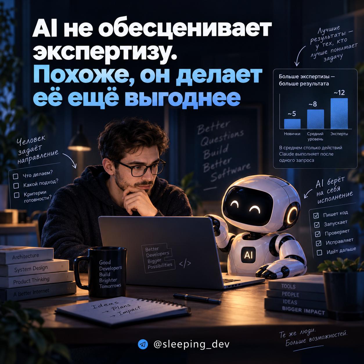 AI не обесценивает экспертизу. Похоже, он делает её ещё выгоднее